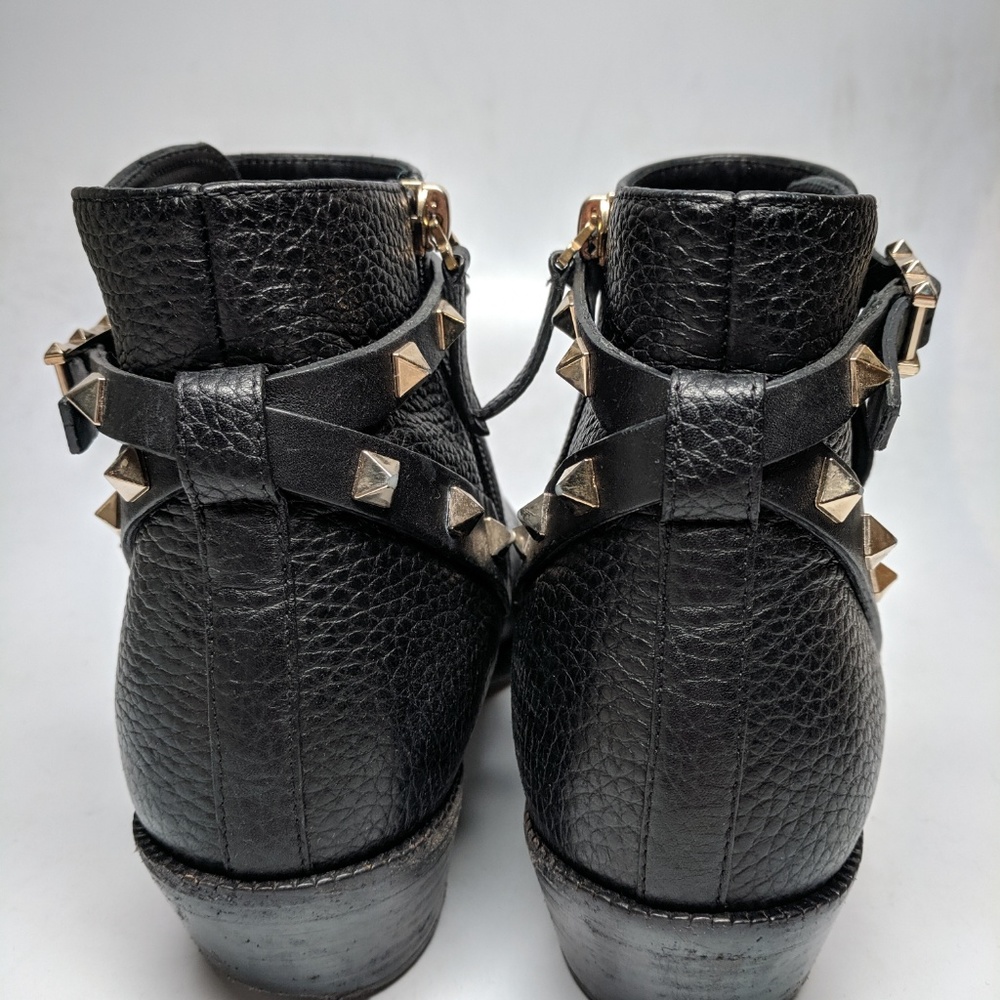 SOLD Valentino Rockstud Black Leather Ankle Boots - Picture 3 of 6